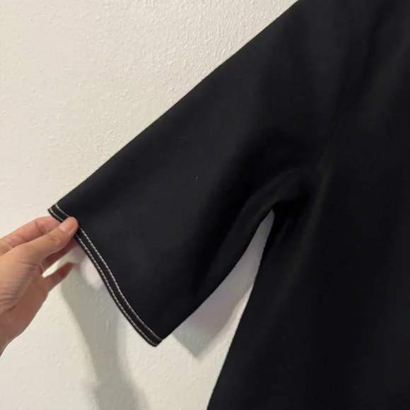 COS Topstitched Wool-Cashmere Dress Black Mini Short Sleeve Contemporary NWT-2 - Picture 5 of 13